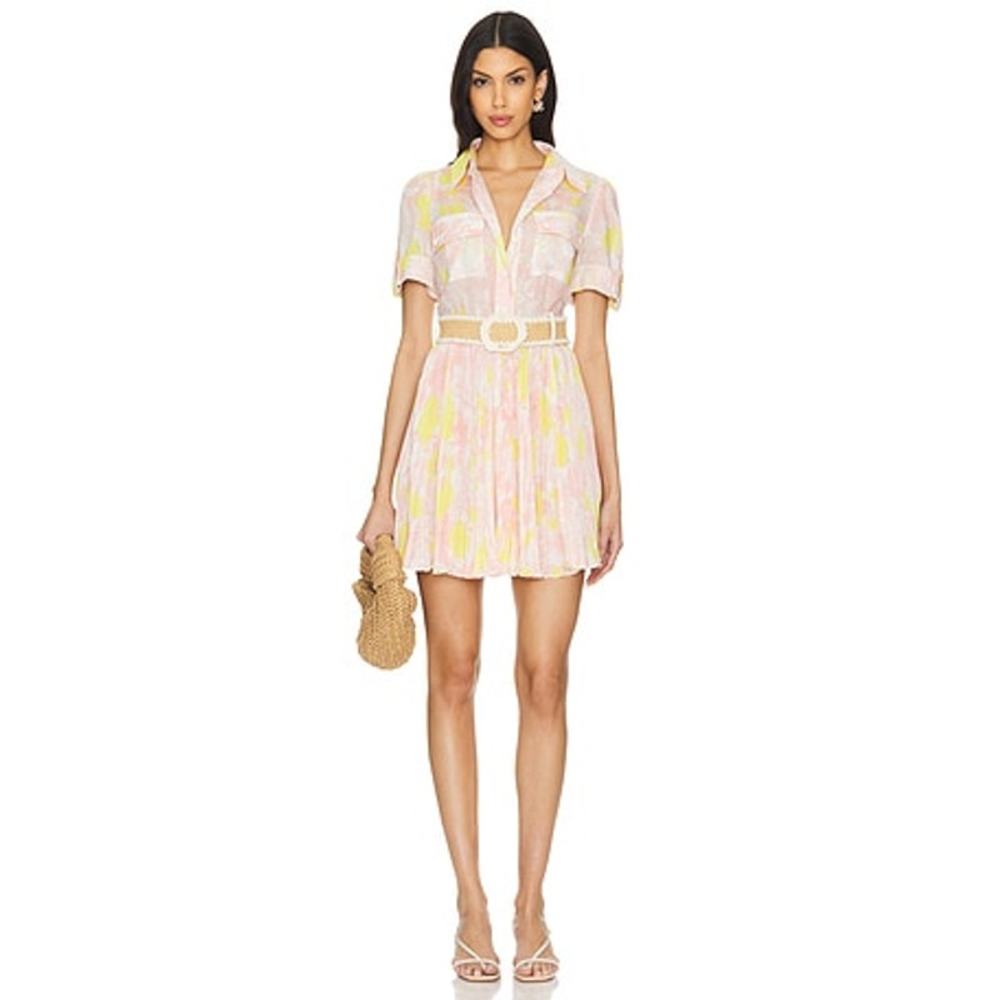 Zimmermann Pink and Yellow Mini Dress - Picture 1 of 8